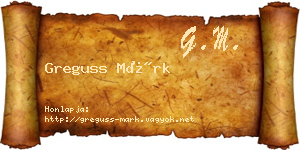 Greguss Márk névjegykártya